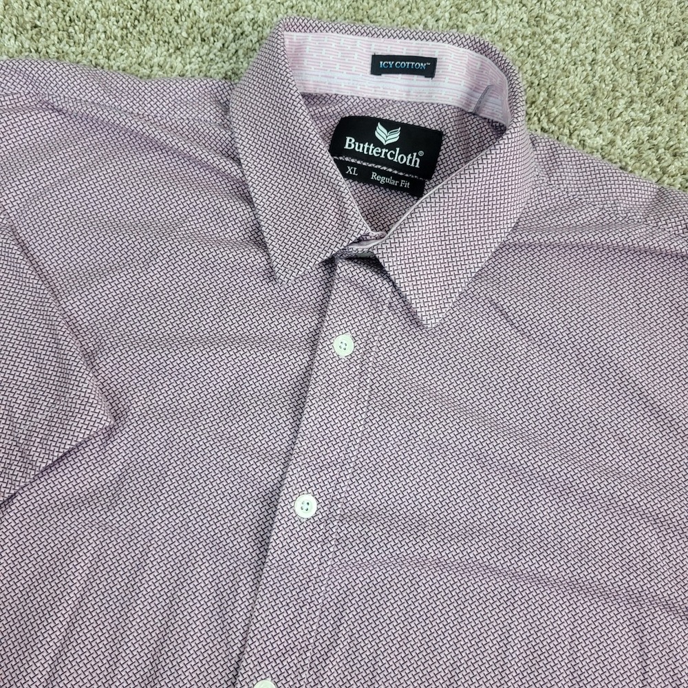Butter‎ Cloth Icy Cotton Regular Fit Mens XL Red White Performance Button Up SS